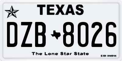 TX license plate DZB8026