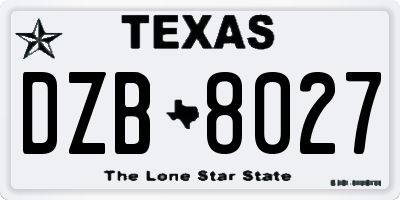 TX license plate DZB8027