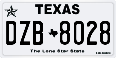 TX license plate DZB8028