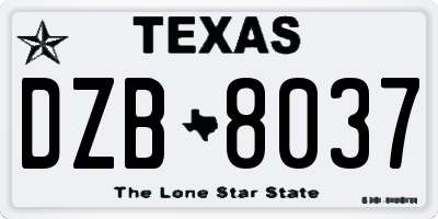 TX license plate DZB8037