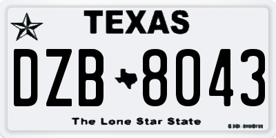 TX license plate DZB8043