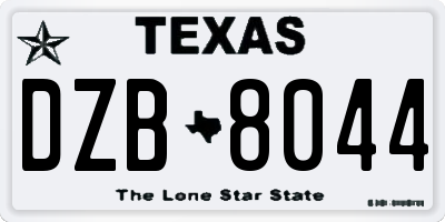 TX license plate DZB8044