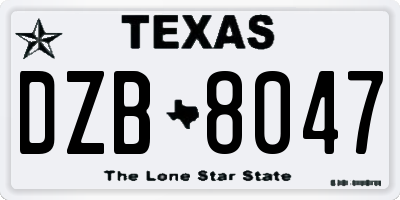TX license plate DZB8047