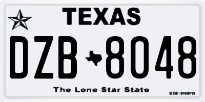 TX license plate DZB8048