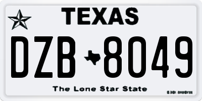 TX license plate DZB8049