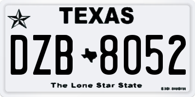 TX license plate DZB8052
