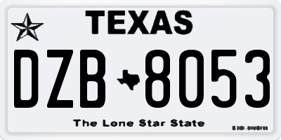 TX license plate DZB8053