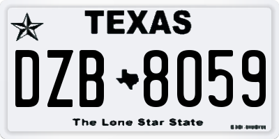 TX license plate DZB8059