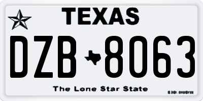TX license plate DZB8063