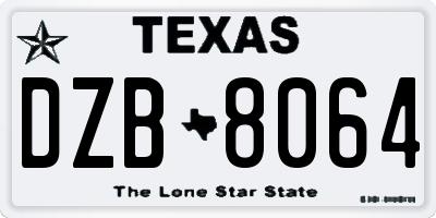 TX license plate DZB8064