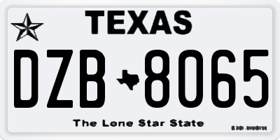 TX license plate DZB8065