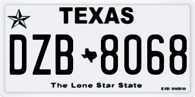 TX license plate DZB8068