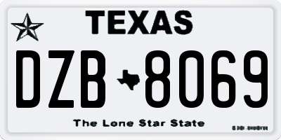 TX license plate DZB8069