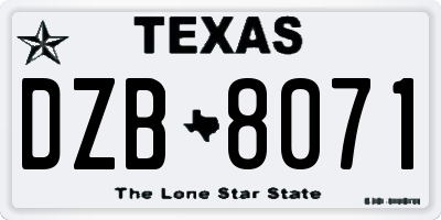 TX license plate DZB8071