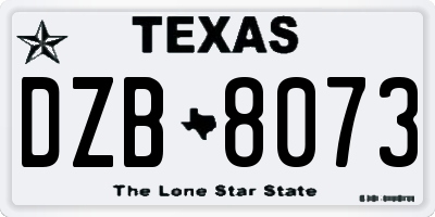 TX license plate DZB8073