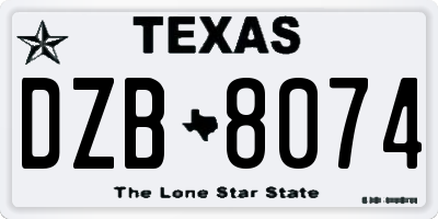 TX license plate DZB8074