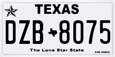 TX license plate DZB8075