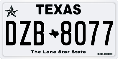 TX license plate DZB8077