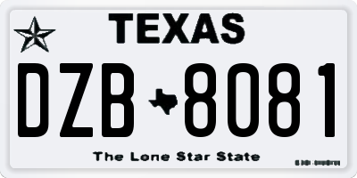 TX license plate DZB8081