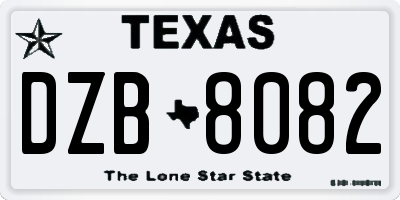 TX license plate DZB8082