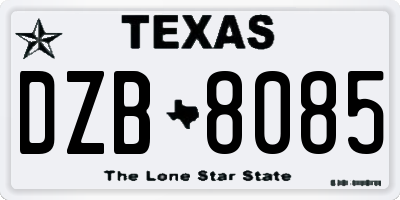 TX license plate DZB8085
