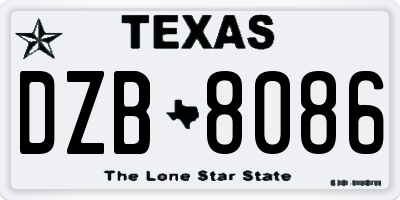 TX license plate DZB8086