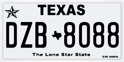 TX license plate DZB8088