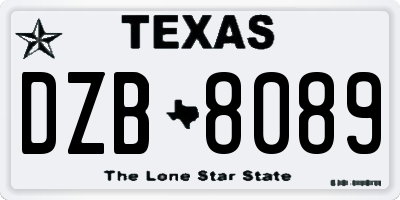 TX license plate DZB8089