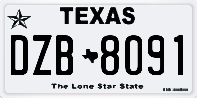 TX license plate DZB8091