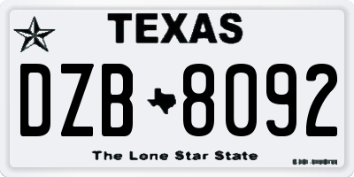 TX license plate DZB8092