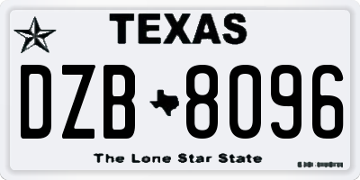 TX license plate DZB8096