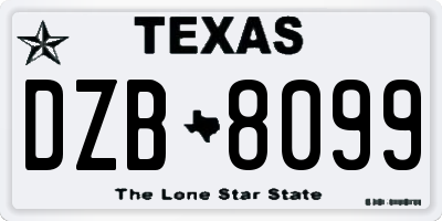 TX license plate DZB8099
