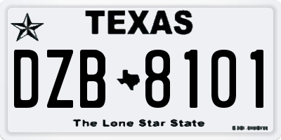 TX license plate DZB8101