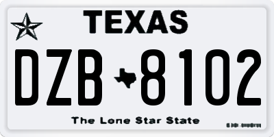 TX license plate DZB8102