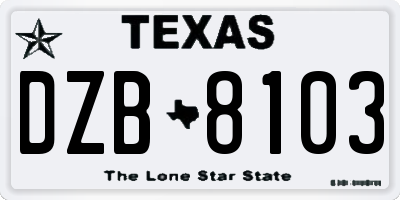 TX license plate DZB8103