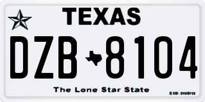 TX license plate DZB8104