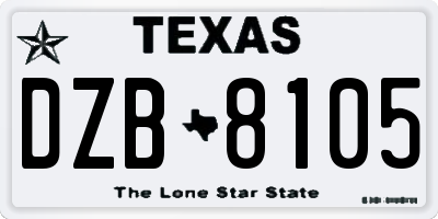 TX license plate DZB8105