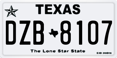 TX license plate DZB8107