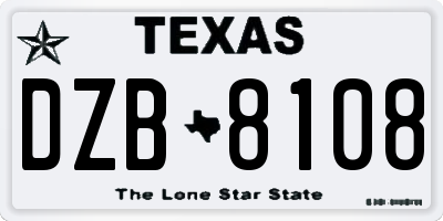TX license plate DZB8108