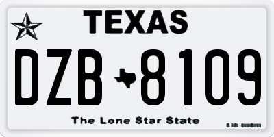 TX license plate DZB8109