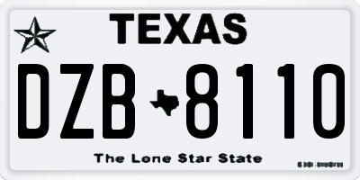 TX license plate DZB8110