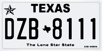 TX license plate DZB8111