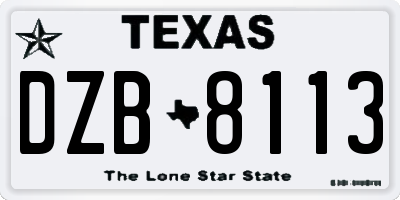 TX license plate DZB8113