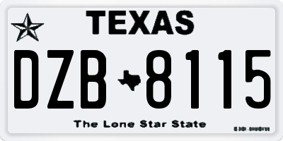 TX license plate DZB8115