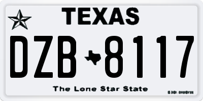 TX license plate DZB8117