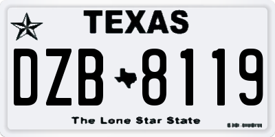 TX license plate DZB8119