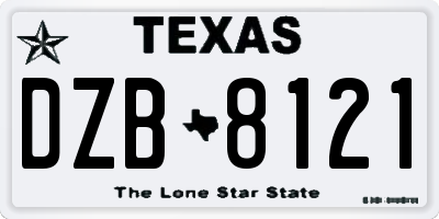 TX license plate DZB8121