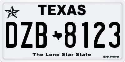 TX license plate DZB8123
