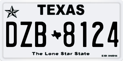 TX license plate DZB8124