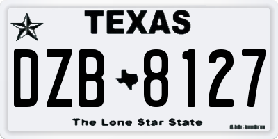 TX license plate DZB8127